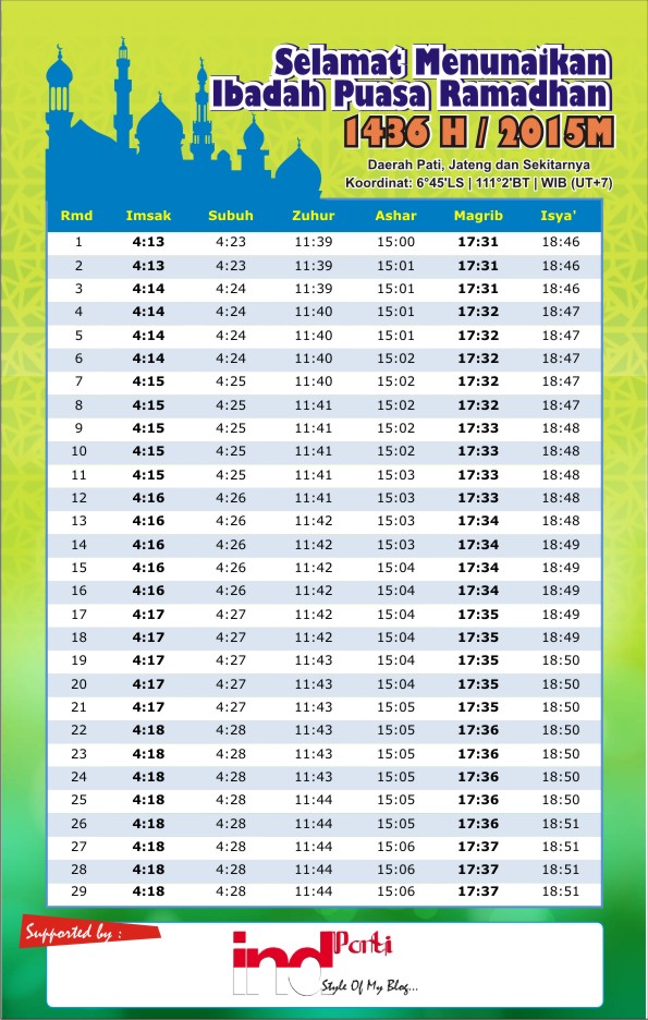 Jadwal Imsakiyah Puasa Ramadhan 1436H Corel Draw (CDR 