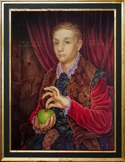 Boy with Apple painting copied from The Grand Budapest Hotel by Robin Springett