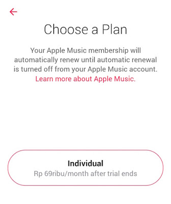 Pendaftaran Apple Music di android