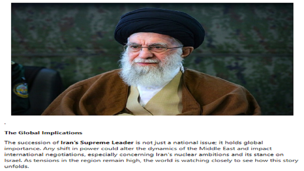 Iranian Supreme Leader Ali Khamenei: The Current Dynamics and Potential Succession