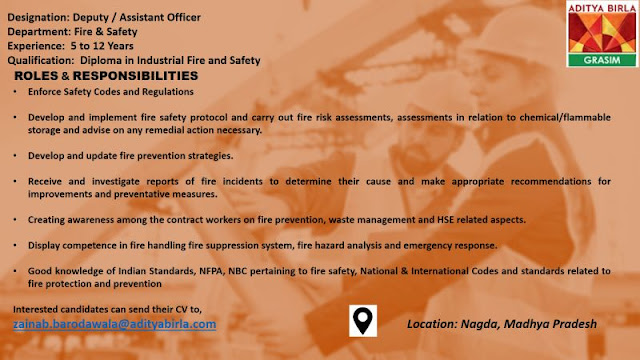 Aditya Birla Grasim Hiring For Fire and Safety Dept