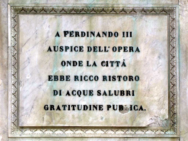 Inscription on the monument to Ferdinand III, Grand Duke of Tuscany, piazza della Repubblica, Livorno