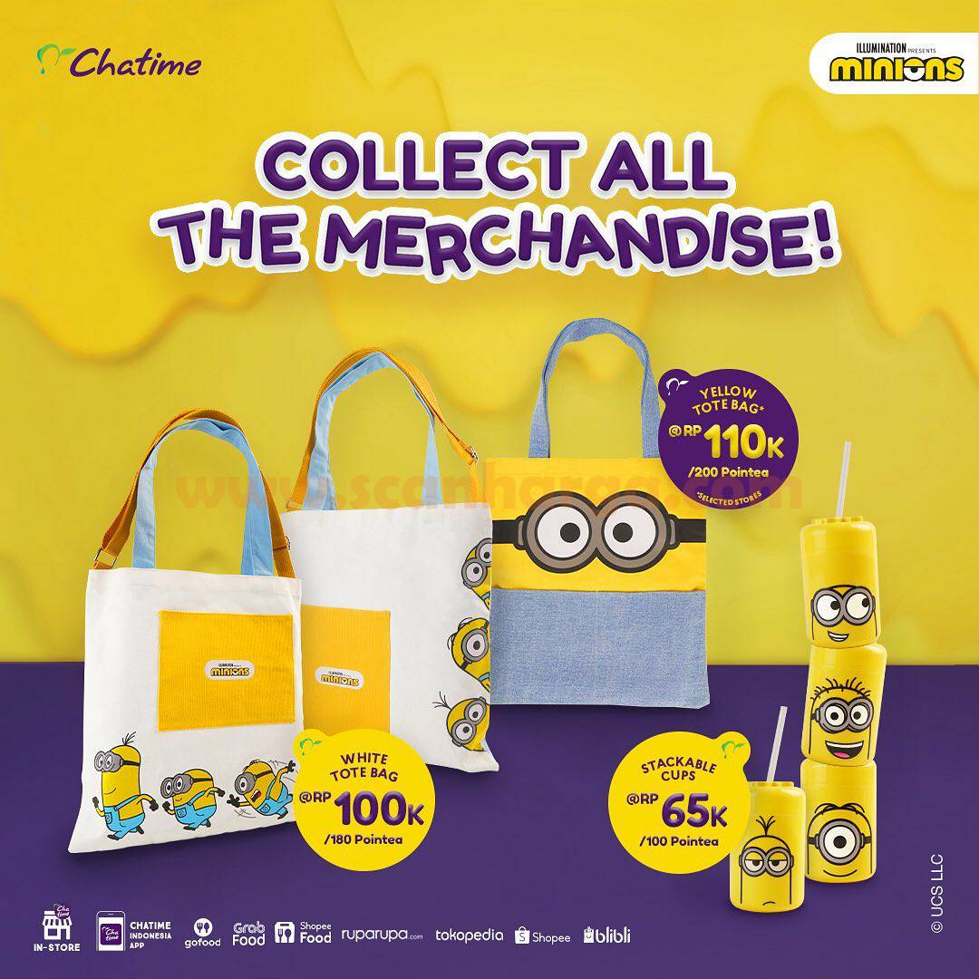 Chatime Merchandise Totebag & Stackable Cup Minions – Harga mulai Rp. 65.000
