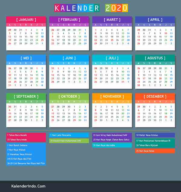  Download  Kalender  2020  Indonesia Pdf  PNG Lengkap Dengan 