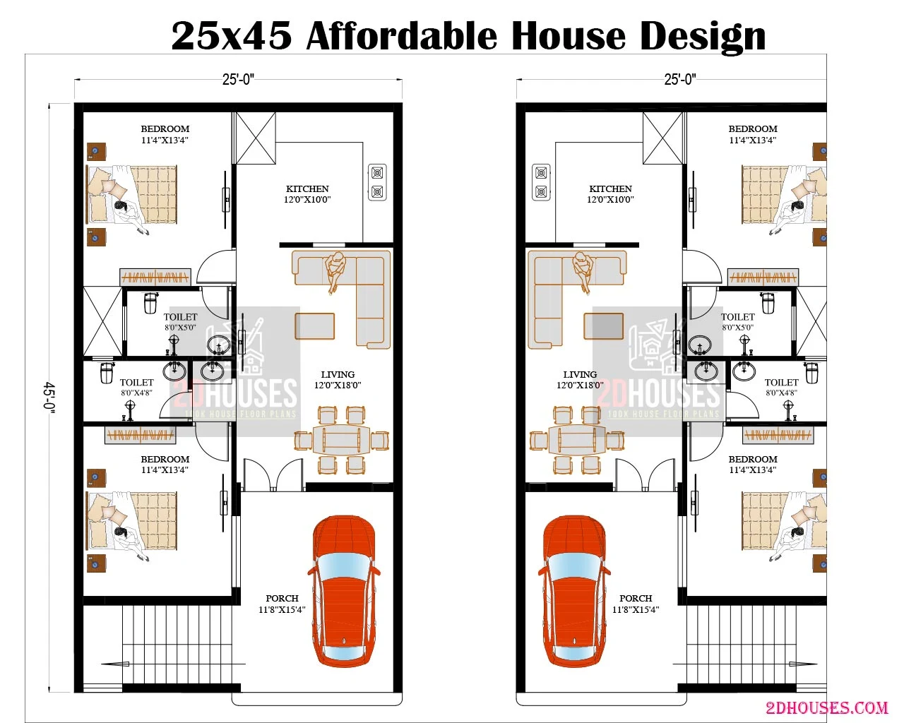 25x45 house plan east facing