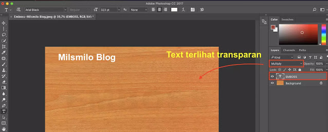Cara membuat efek emboss di photoshop, membuat efek tulisan timbul, efek timbul pada gambar di photoshop