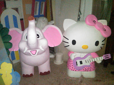 Patung Styrofoam Gajah & Hello Kitty, Harga Patung styrofoam