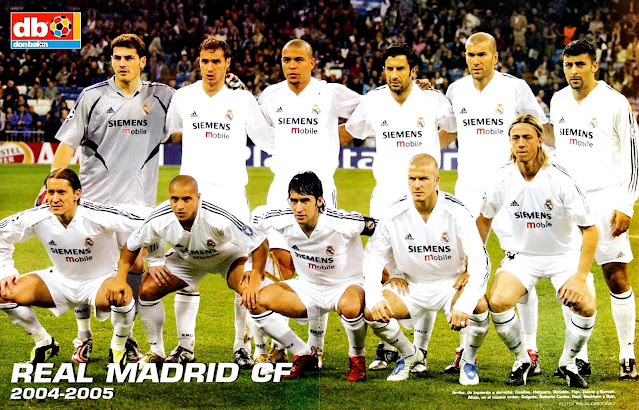 REAL MADRID C. F. Temporada 2004-05. Casillas, Iván Helguera, Ronaldo, Figo, Zidane y Samuel. Michel Salgado, Roberto Carlos, Raúl, Beckham y Guti. REAL MADRID C. F. 1 BAYER 04 LEVERKUSEN 1 Martes 23/11/2004, 21:45 horas. Liga de Campeones, fase de grupos, Grupo B, jornada 5. Madrid, Estadio Santiago Bernabéu. GOLES: 0-1: 36’, Berbatov. 1-1: 70’, Raúl.