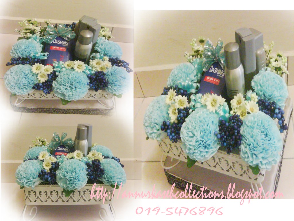 ~GUBAHAN HANTARAN BUNGA TISU(tema tiffany blue+white color 