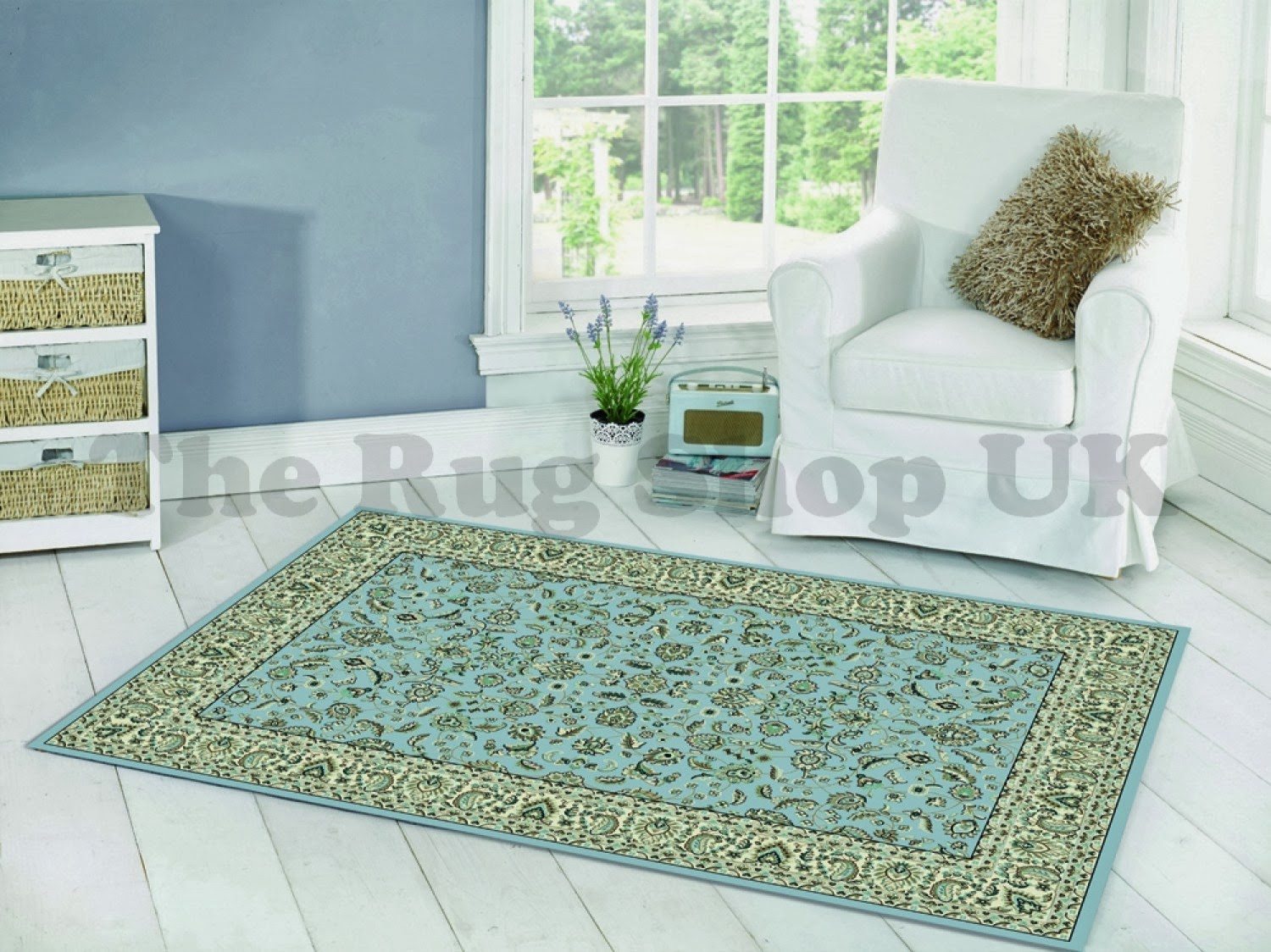 Million Point Chatsworth Blue Ivory Traditional Rug By Flair Rugs