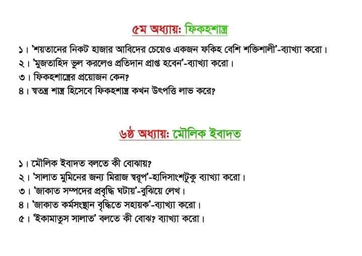 এইচএসসি ইসলাম শিক্ষা ২য় পত্র সাজেশন ২০২৩ সৃজনশীল ও বহুনির্বাচনি | Hsc Islam Shikkha 2nd Paper Suggesting 2023