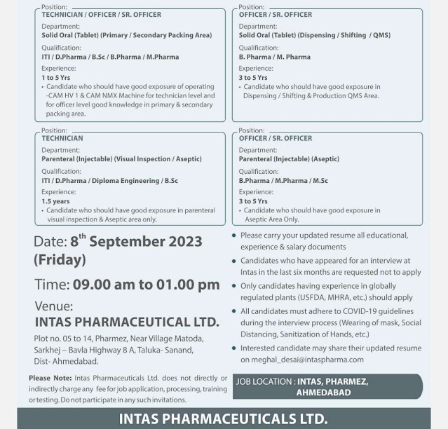 Intas Pharmaceuticals Walk In Drive For Parenteral/ Tablet/ Packing Dept