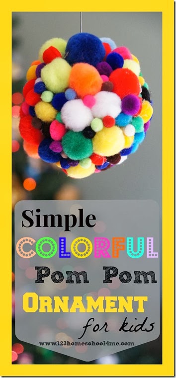 Simple Pom Pom Ornament that is simple, easy, DIY for kids to make themselves! This fun Christmas Ornament Craft will be a huge hit with your preschool, kindergarten, and elementary age kids.