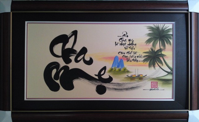 Chữ thư pháp Cha Mẹ