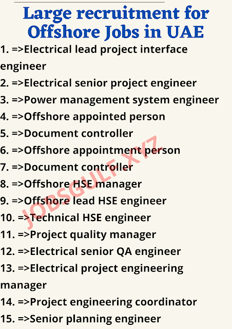 Large recruitment for Offshore Jobs in UAE