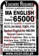 NICON Training Institute Education jobs Rawalpindi 2022