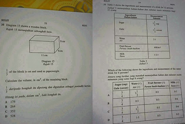 Soalan Matematik UPSR Juga Bocor !!!!! - SoZCyili