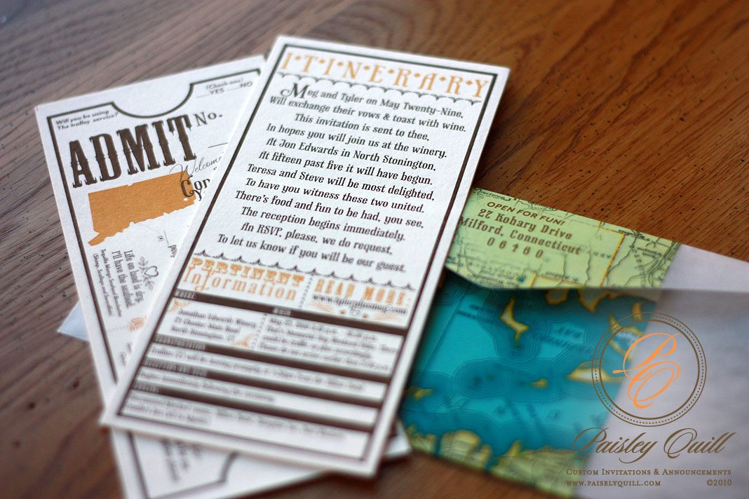 Winery Wedding Invitations with Ticket Response