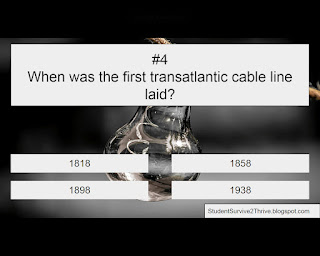 When was the first transatlantic cable line laid? Answer choices include: 1818, 1858, 1898, 1938