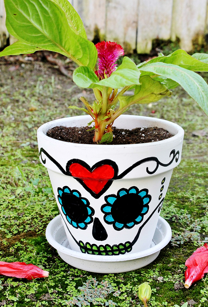 D.I.Y Sugar Skull Planter Under $5- Great for Dia De Los Muertos or Succulents #DoingThe99 #99YourHalloween #AD