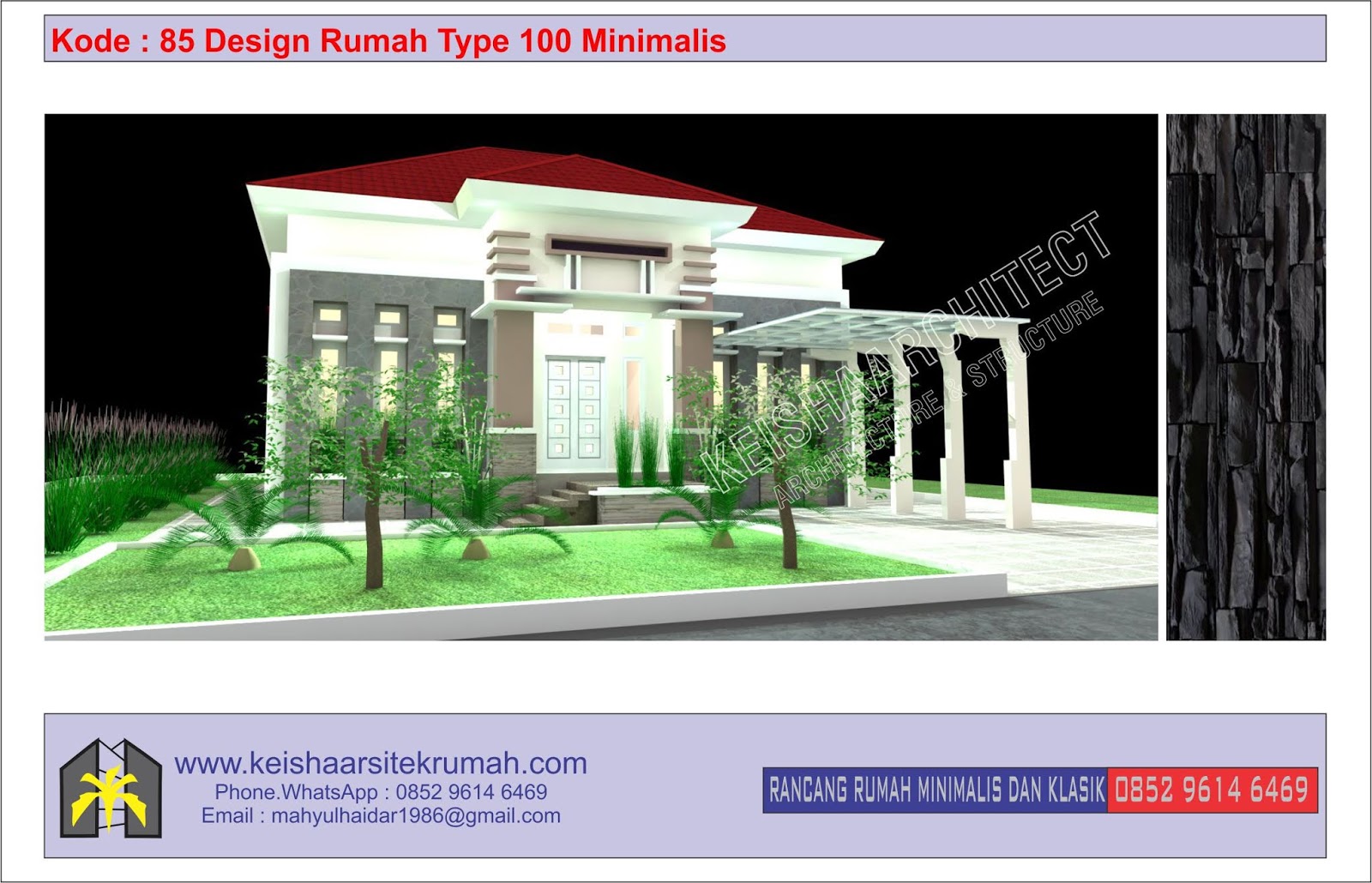 KODE 85 DESIGN RUMAH TYPE 100 LOKASI BIREUEN ACEH DESAIN RUMAH