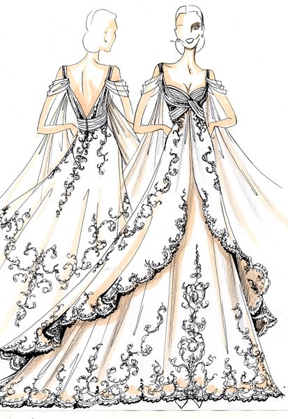 BOCETOS DE MODA : Bocetos de vestidos de novia