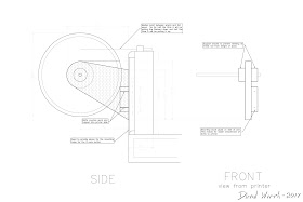 autocad plans for filament holder, 3d print, spool, roll, bearing