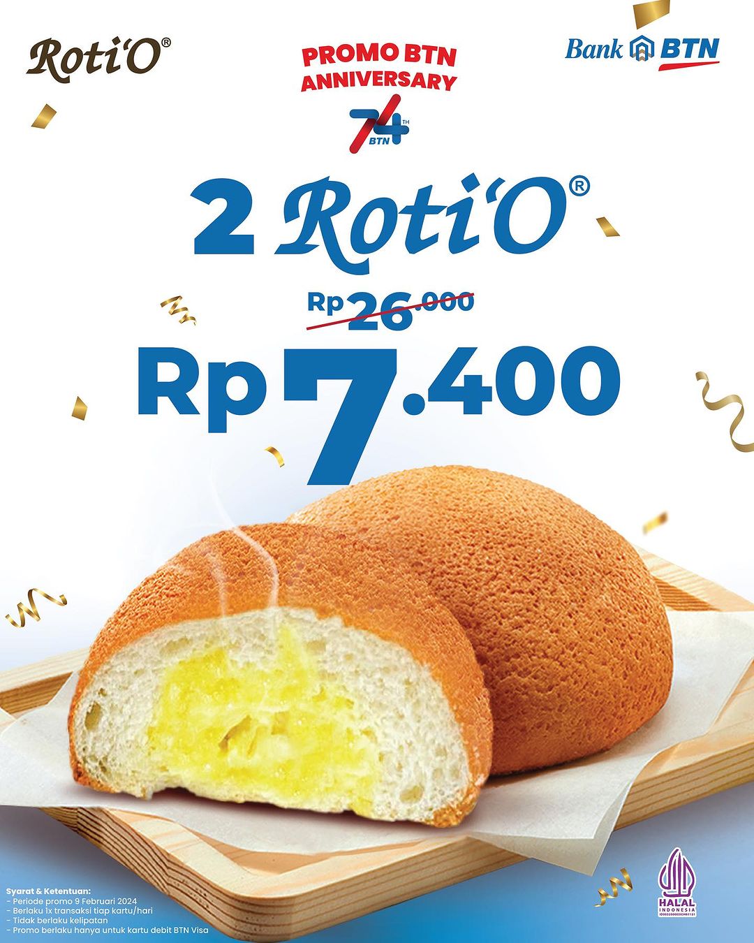 Promo ROTIO HUT BTN 74 - Beli 2 Roti'O HANYA Rp. 7.400