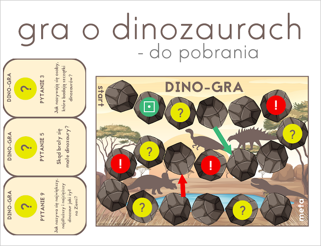 DO DRUKU: DINO-GRA - GRA PLANSZOWA O DINOZAURACH