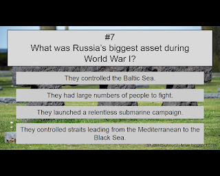 What was Russia’s biggest asset during  World War I? Answer choices include: They controlled the Baltic Sea. They had large numbers of people to fight. They launched a relentless submarine campaign. They controlled straits leading from the Mediterranean to the Black Sea.