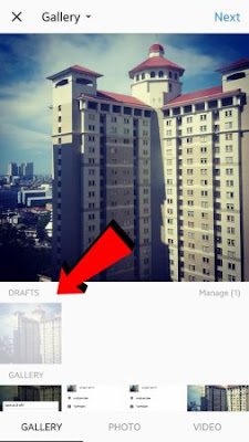 cara menyimpan foto sebagai draft di Instagram