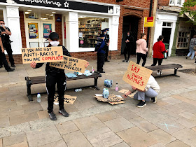 Black Lives Matter placards during a protest in Henley on Thames