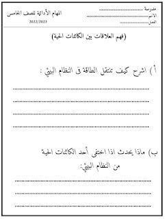 المهام الأدائية الرسمية للوزارة العلوم الصف الخامس مس جميلة الصعيدي صور + pdf