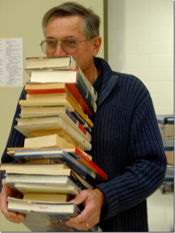Setting up for the Library Sale