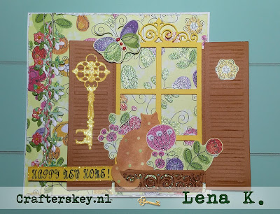 New Home Summer Card - Marianne Design Creatables Lr0193 Key Joy! Carfts 6002/0509 Noor! Design Blue Window Joy!Crafts - Love Fantasy 3 Borders B 6002/0405 Joy! Crafts 6002/1151 Francien’s Sitting Cat