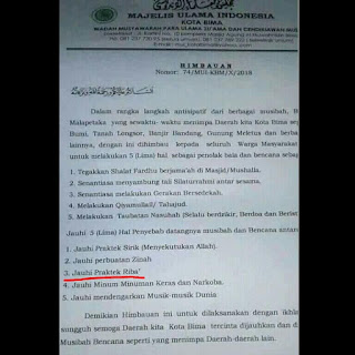 FATWA Menghindari bencana MUI KOTA BIMA