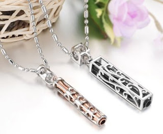 His or Hers Matching Set Titanium Couple Pendant Necklace Korean Love Style in a Gift Box -NK223