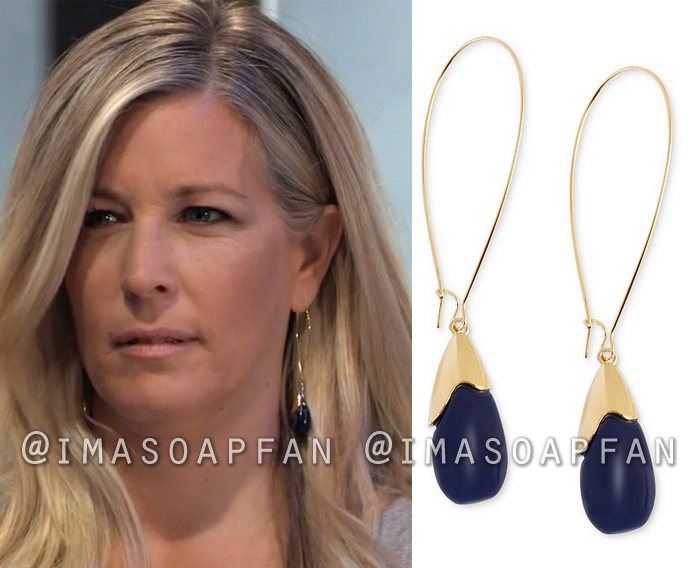 Carly Corinthos, Laura Wright, Dark Blue Bead Drop Hoop Earrings, General Hospital, GH