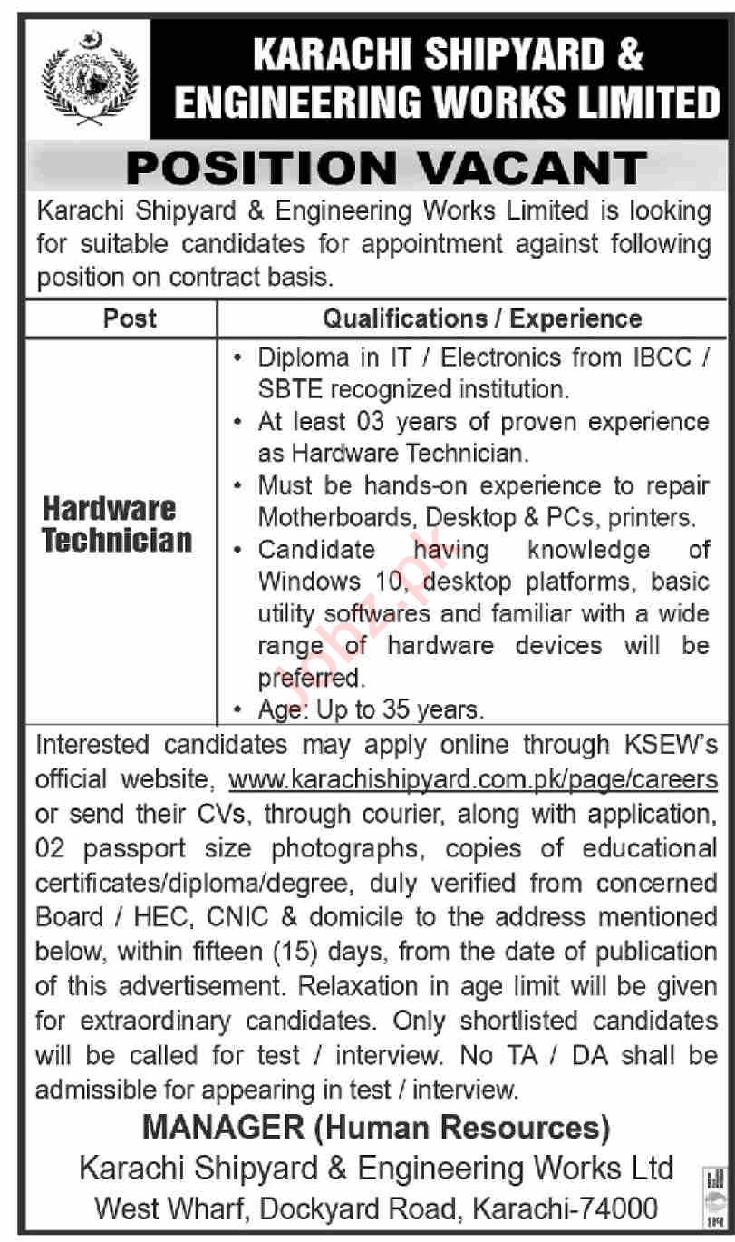 Latest Karachi Shipyard and Engineering Works Limited Management Posts Karachi 2023