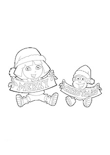 dora and boots christmas coloring printables