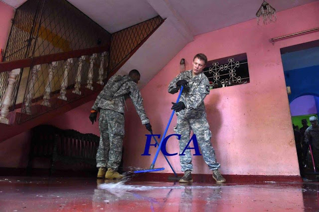 US cadets joined a clean up of flood-affected homes in Kolonnawa