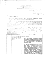 Management of McCamish User ID (PLI) of Departmental staff due to transfer /superannuation/exit from service or any other such scenarios 