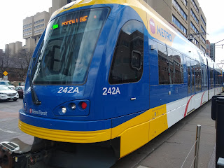 front view of light rail train car