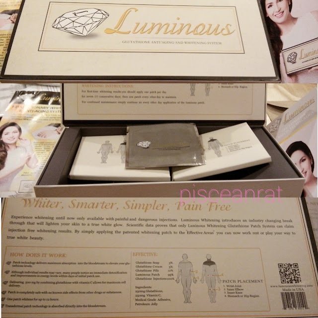 what is inside luminous glutathione anti aging whitening patch