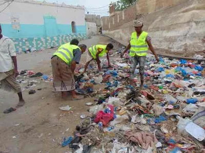 سهل. يدشن حملة نظافة واسعة بمدينتي بيت الفقيه والحسينية محافظة الحديدة.