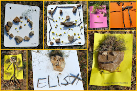 Land art en maternelle - bonhommes et visages