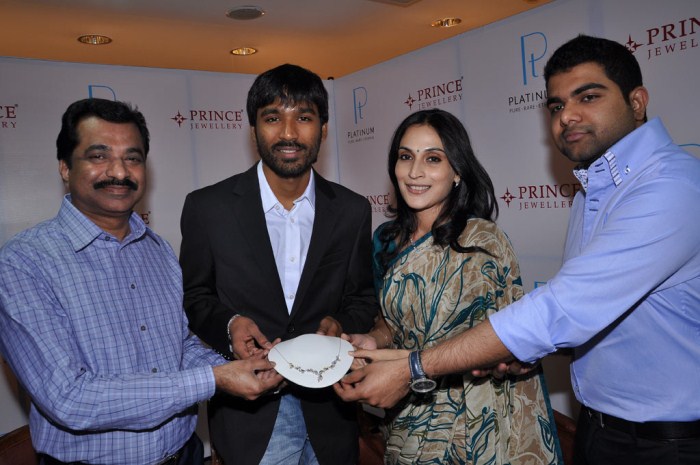 Dhanush amp Aishwarya Dhanush Launches Prince Jewellery Platinum Collections movie photos