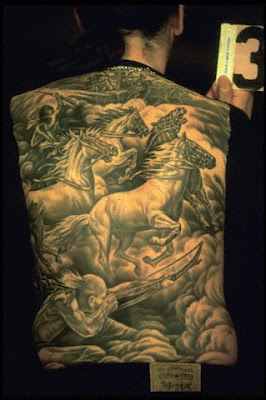 Black Horse Tattoo Design on Back Man