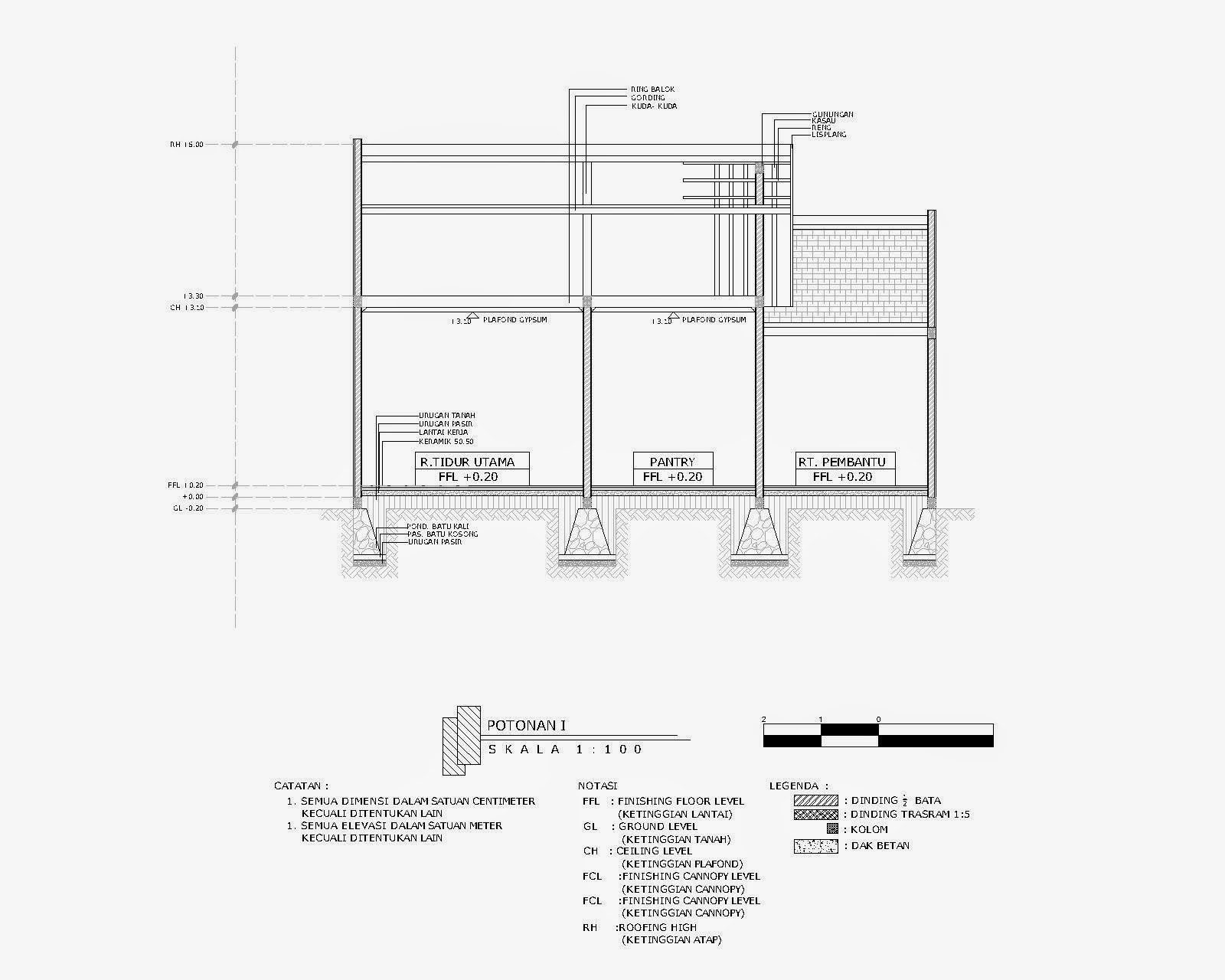 Contoh Gambar Potongan Rumah Minimalis Menggunakan Autocad Griya