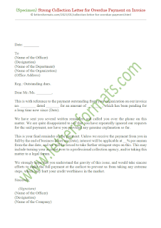 sample letter to collect outstanding payment